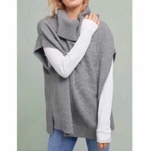 Anthropologie Moth Gray Sleeveless Oversized Cowl Neck Sweater